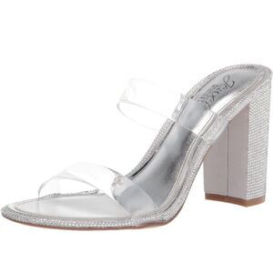 Jewel Badgley Mischka Lucero Block Heel Slide | Diamond-Studded Heels | size 7